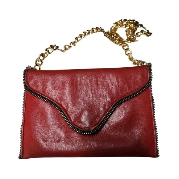 JJ WINTERS ZIP TEETH EDGES LEATHER SMALL CROSS BODY BAG - Picture 1 of 4